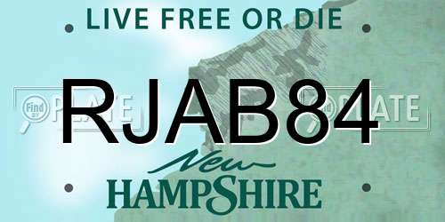 RJAB84 New Hampshire License Plate