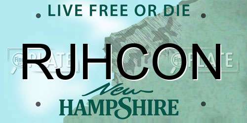RJHCON New Hampshire License Plate