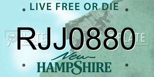 RJJ0880 New Hampshire License Plate