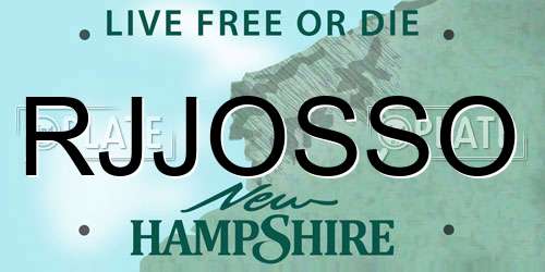 RJJOSSO New Hampshire License Plate