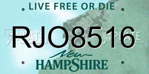 RJO8516 New Hampshire License Plate