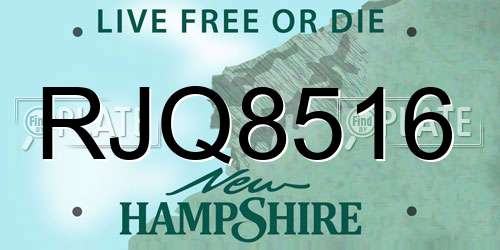 RJQ8516 New Hampshire License Plate