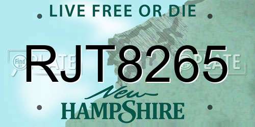 RJT8265 New Hampshire License Plate