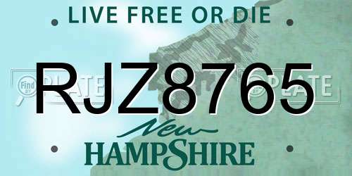 RJZ8765 New Hampshire License Plate