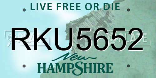 RKU5652 New Hampshire License Plate