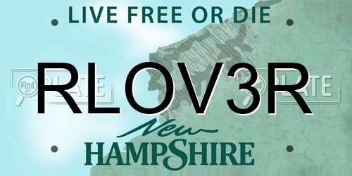 RLOV3R New Hampshire License Plate