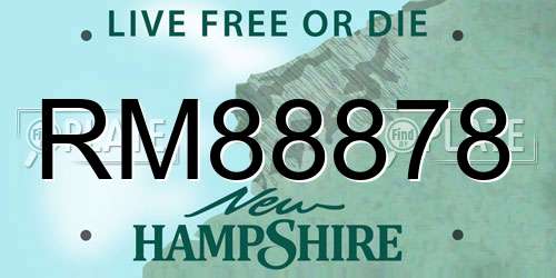 RM88878 New Hampshire License Plate