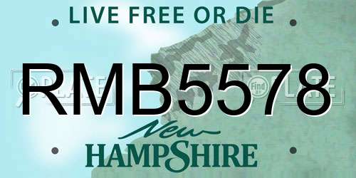 RMB5578 New Hampshire License Plate