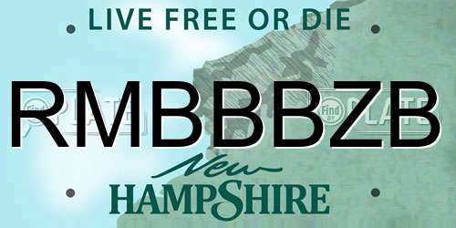 RMBBBZB New Hampshire License Plate