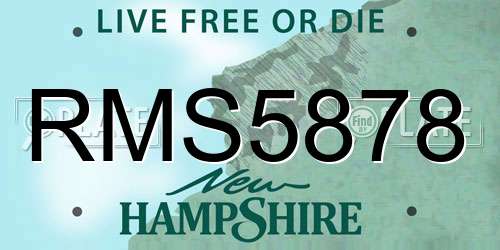 RMS5878 New Hampshire License Plate