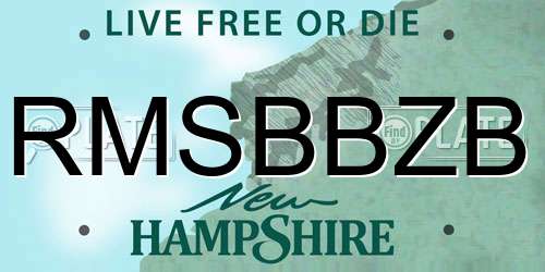 RMSBBZB New Hampshire License Plate