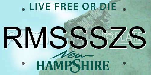 RMSSSZS New Hampshire License Plate
