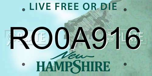 RO0A916 New Hampshire License Plate