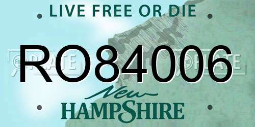 RO84006 New Hampshire License Plate
