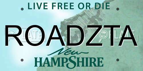ROADZTA New Hampshire License Plate