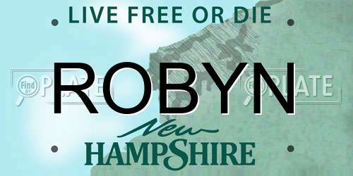 ROBYN New Hampshire License Plate