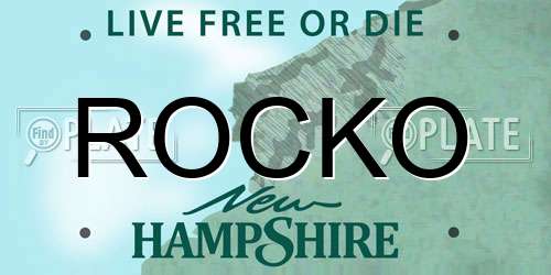 ROCKO New Hampshire License Plate