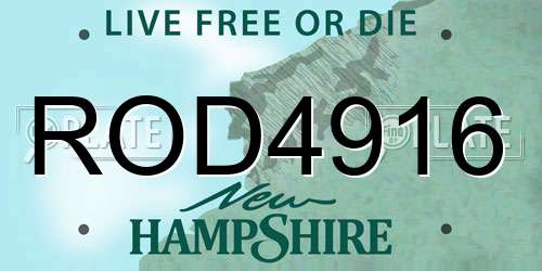 ROD4916 New Hampshire License Plate