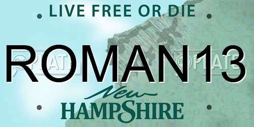 ROMAN13 New Hampshire License Plate