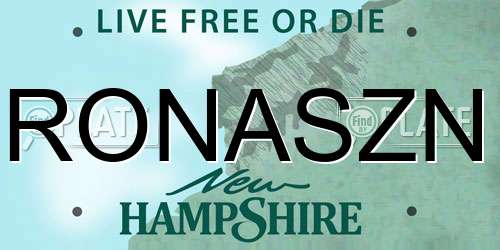 RONASZN New Hampshire License Plate