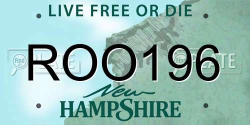 ROO196 New Hampshire License Plate