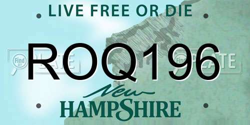 ROQ196 New Hampshire License Plate