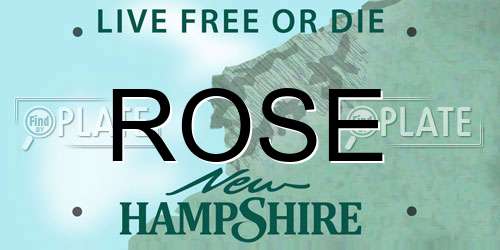 ROSE New Hampshire License Plate