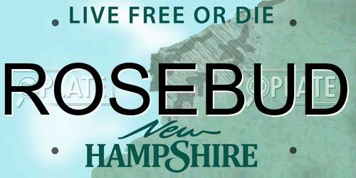 ROSEBUD New Hampshire License Plate