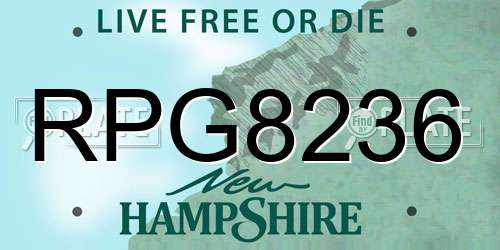 RPG8236 New Hampshire License Plate