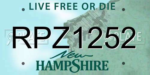 RPZ1252 New Hampshire License Plate