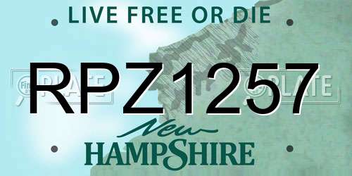 RPZ1257 New Hampshire License Plate