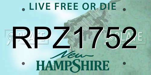 RPZ1752 New Hampshire License Plate