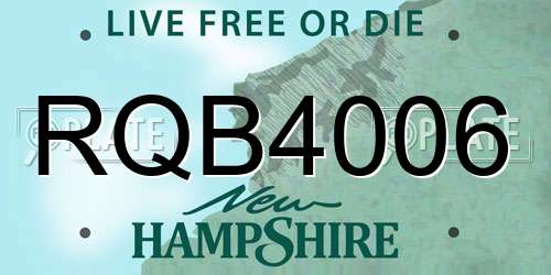 RQB4006 New Hampshire License Plate