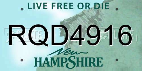RQD4916 New Hampshire License Plate