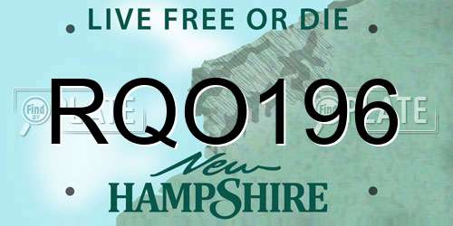 RQO196 New Hampshire License Plate