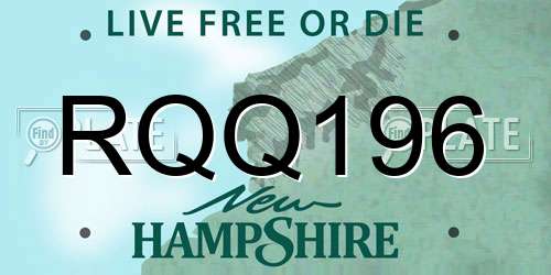 RQQ196 New Hampshire License Plate