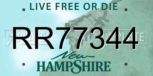 RR77344 New Hampshire License Plate
