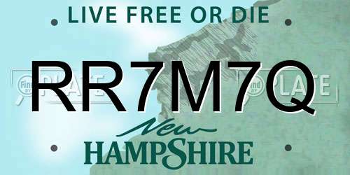 RR7M7Q New Hampshire License Plate