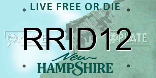 RRID12 New Hampshire License Plate