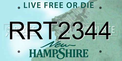 RRT2344 New Hampshire License Plate