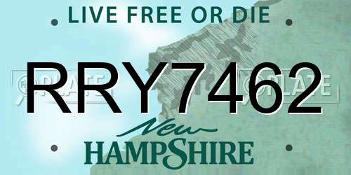 RRY7462 New Hampshire License Plate