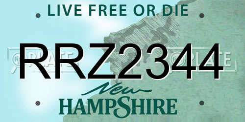 RRZ2344 New Hampshire License Plate