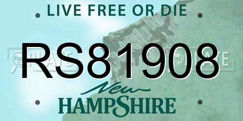 RS81908 New Hampshire License Plate