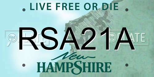 RSA21A New Hampshire License Plate