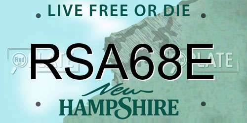 RSA68E New Hampshire License Plate