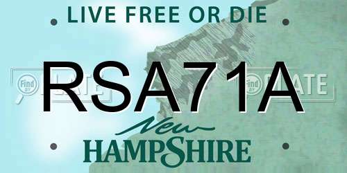 RSA71A New Hampshire License Plate