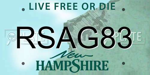 RSAG83 New Hampshire License Plate