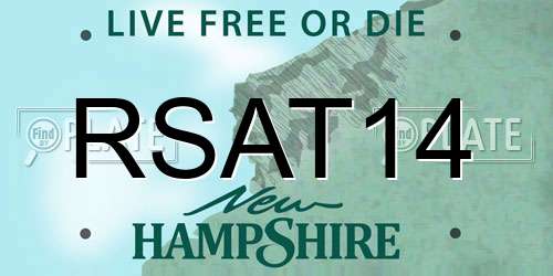 RSAT14 New Hampshire License Plate
