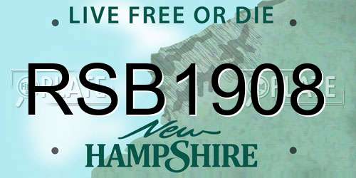 RSB1908 New Hampshire License Plate