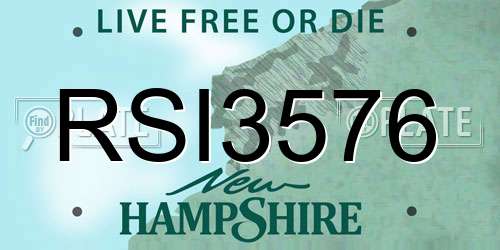 RSI3576 New Hampshire License Plate